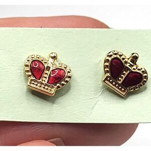 Vintage 80s Enamel Crown Post Stud Earrings 7mm